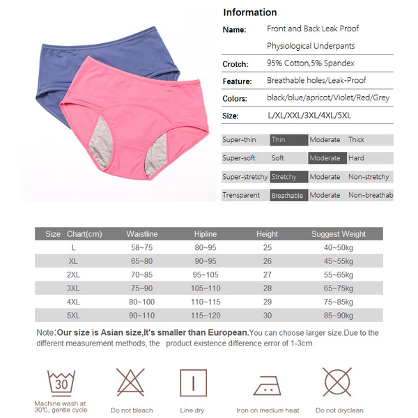 3Pcs Leak Proof Menstrual Panties Physiological Pants Women Underwear Period Comfortable Waterproof Briefs