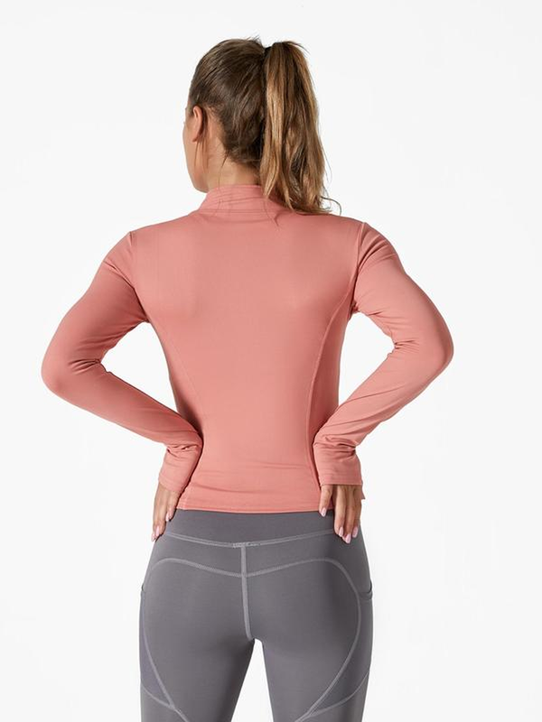 Sporty Women'S Solid Full Zip up Mock Neck Sports Track Jacket, Sport BBL Jackets, Breathable Running Thumb Hole Long Sleeve Jacket, Zip up Sportswear, Define Jacket, Workout Top for Women, Gym Clothing, Womenswear Sport Clothing, Jacket for Women