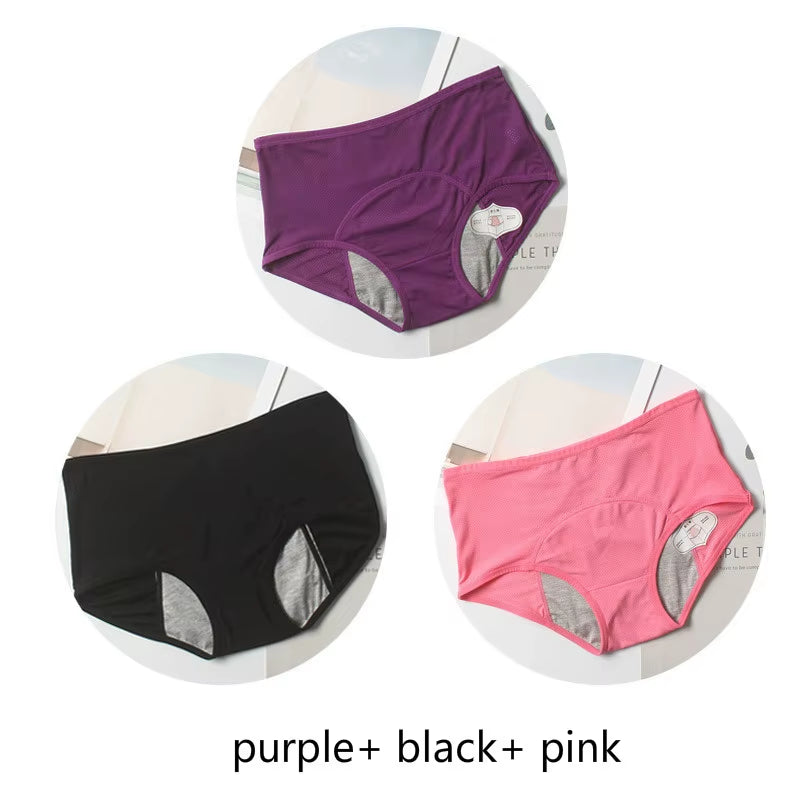 3Pcs Leak Proof Menstrual Panties Physiological Pants Women Underwear Period Comfortable Waterproof Briefs