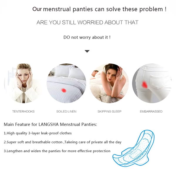 3Pcs Leak Proof Menstrual Panties Physiological Pants Women Underwear Period Comfortable Waterproof Briefs