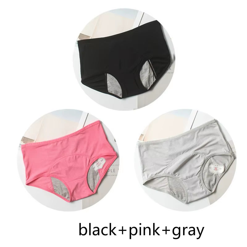 3Pcs Leak Proof Menstrual Panties Physiological Pants Women Underwear Period Comfortable Waterproof Briefs