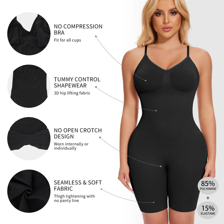 Women'S Shapewear Bodysuit Tummy Control Body Shaper Seamless Sculpting Snatched Waist Body Suit